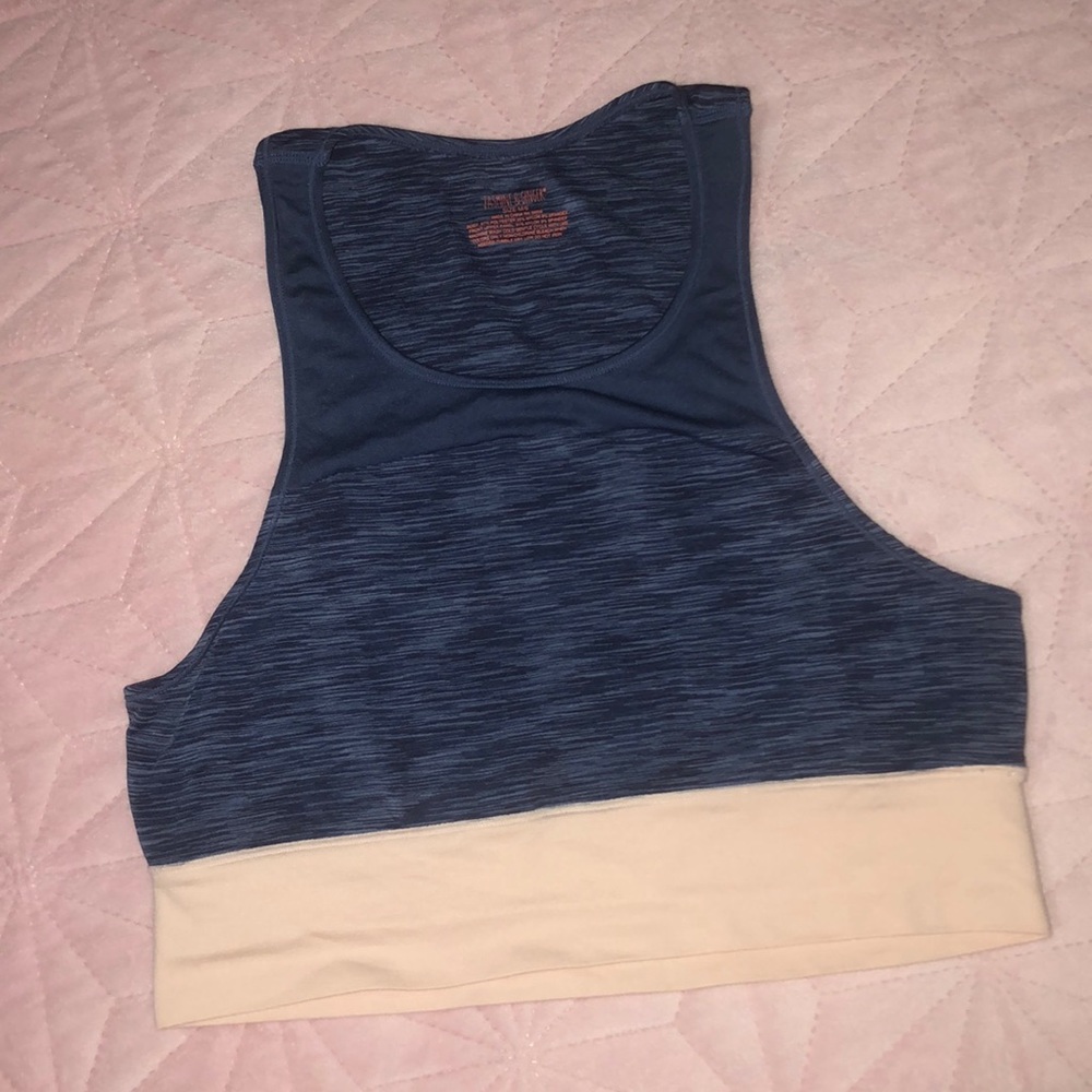Pink/Navy Blue Athletic Crop Top